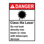 Portrait ANSI DANGER Class IIIa Laser Do Not Look Into Beam Sign with Symbol ADEP-4243