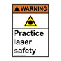 Portrait ANSI WARNING Practice Laser Safety Sign with Symbol AWEP-4209