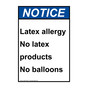 Portrait ANSI NOTICE Latex allergy No latex products Sign ANEP-33238
