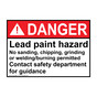 ANSI DANGER Lead paint hazard No sanding, chipping, Sign ADE-26960
