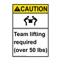 Portrait ANSI CAUTION Team lifting Sign with Symbol ACEP-26873