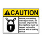 ANSI CAUTION Before proceeding with repair work, all sources of power Sign with Symbol ACE-1430