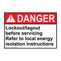 ANSI DANGER Lockout/tagout before servicing Refer to Sign ADE-32547