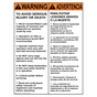 English + Spanish ANSI WARNING TO AVOID SERIOUS INJURY OR DEATH Sign AWB-14503