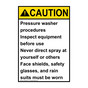 Portrait ANSI CAUTION Pressure washer procedures Inspect Sign ACEP-32810