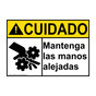 Spanish ANSI CAUTION Keep Hands Clear Sign With Symbol ACS-4095