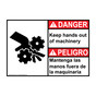 English + Spanish ANSI DANGER Keep Hands Out Of Machinery Sign With Symbol ADB-4110