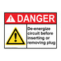 ANSI DANGER De-Energize Circuit Sign with Symbol ADE-7997