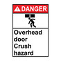 Portrait ANSI DANGER Overhead Door Crush Hazard Sign with Symbol ADEP-9488