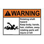 ANSI WARNING Rotating shaft hazard Keep body, Sign with Symbol AWE-32818