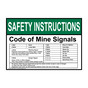 ANSI SAFETY INSTRUCTIONS Code of Mine Signals Sign ASIE-32794