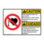 English + Spanish ANSI CAUTION High magnetic fields may be present Pacemakers Sign With Symbol ACB-8159
