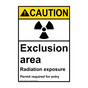 Portrait ANSI CAUTION Exclusion Area Radiation Exposure Sign with Symbol ACEP-16379