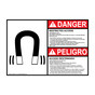 English + Spanish ANSI DANGER RESTRICTED ACCESS Strong Magnetic Field Sign With Symbol ADB-8411
