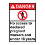 Portrait ANSI DANGER No Access Pregnant Workers And Under 18 Sign with Symbol ADEP-8294