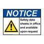 ANSI NOTICE Safety data sheets in office Sign with Symbol ANE-33285