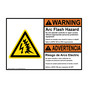 English + SpanishANSI NFPA 70E WARNING Arc Flash Hazard Do not operate controls Sign With Symbol AWB-9617