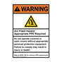 Portrait ANSI NFPA 70E WARNING Arc Flash Hazard PPE Required Sign with Symbol AWEP-9619
