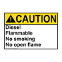 ANSI CAUTION Diesel Flammable No smoking No open flame Sign ACE-30722