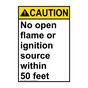 Portrait ANSI CAUTION No open flame or ignition source Sign ACEP-30719