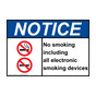 ANSI NOTICE No smoking including all electronic Sign with Symbol ANE-39027