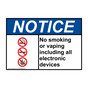ANSI NOTICE No smoking or vaping including Sign with Symbol ANE-39029