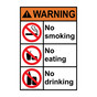 Portrait ANSI WARNING No Smoking No Eating No Drinking Sign with Symbol AWEP-28117