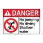 ANSI DANGER No jumping No diving Shallow water Sign with Symbol ADE-50051