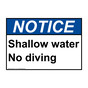 ANSI NOTICE Shallow water No diving Sign ANE-34711
