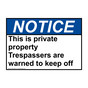 ANSI NOTICE This is private property Trespassers are Sign ANE-34459