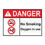 ANSI DANGER No Smoking Oxygen In Use Sign with Symbol ADE-4871