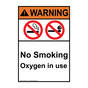 Portrait ANSI WARNING No Smoking Oxygen in use Sign with Symbol AWEP-4871