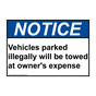 ANSI NOTICE Vehicles Will Be Towed Sign ANE-6320