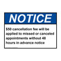 ANSI NOTICE $50 cancellation fee will be applied to Sign ANE-33923
