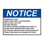 ANSI NOTICE Playground rules Adult supervision recommended Sign ANE-34107