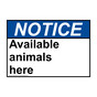 ANSI NOTICE Available animals here Sign ANE-34120