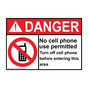 ANSI DANGER No cell phone use permitted Turn off cell phone Sign with Symbol ADE-9550