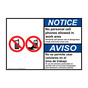 English + Spanish ANSI NOTICE No personal cell phones allowed in work area Sign With Symbol ANB-14121
