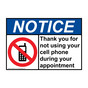 ANSI NOTICE No Cell Phone During Your Appointment Sign with Symbol ANE-9548