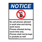 Portrait ANSI NOTICE No cell phones allowed Sign with Symbol ANEP-35223