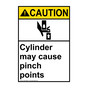 Portrait ANSI CAUTION Cylinder may cause Sign with Symbol ACEP-32862