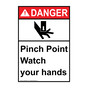 Portrait ANSI DANGER Pinch Point Watch Your Hands Sign with Symbol ADEP-5265