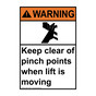 Portrait ANSI WARNING Keep Clear Of Pinch Points When Moving Sign with Symbol AWEP-14587
