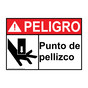 Spanish ANSI DANGER Nip Point Sign With Symbol ADS-4575