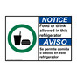 English + Spanish ANSI NOTICE Food Or Drink Allowed Refrigerator Sign With Symbol ANB-9582