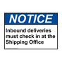 ANSI NOTICE Inbound deliveries must check in at the Sign ANE-38699
