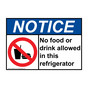 ANSI NOTICE No Food Or Drink In This Refrigerator Sign with Symbol ANE-9583