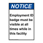 Portrait ANSI NOTICE Employment ID badge must be visible Sign ANEP-9579