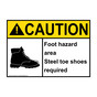 ANSI CAUTION Foot Hazard Area Steel Toe Shoes Required Sign with Symbol ACE-3240