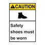 Portrait ANSI CAUTION Safety Shoes Must Be Worn Sign with Symbol ACEP-5690